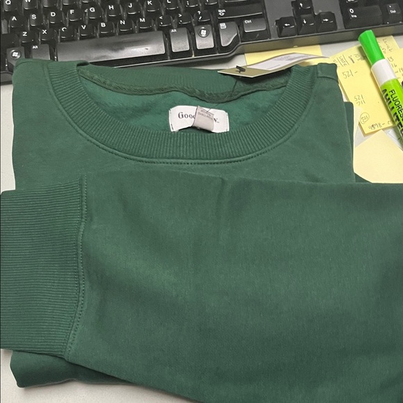 Big and tall 4XL Goodfellow & Co Men's Deep Green Crewneck Sweater - Picture 2 of 5